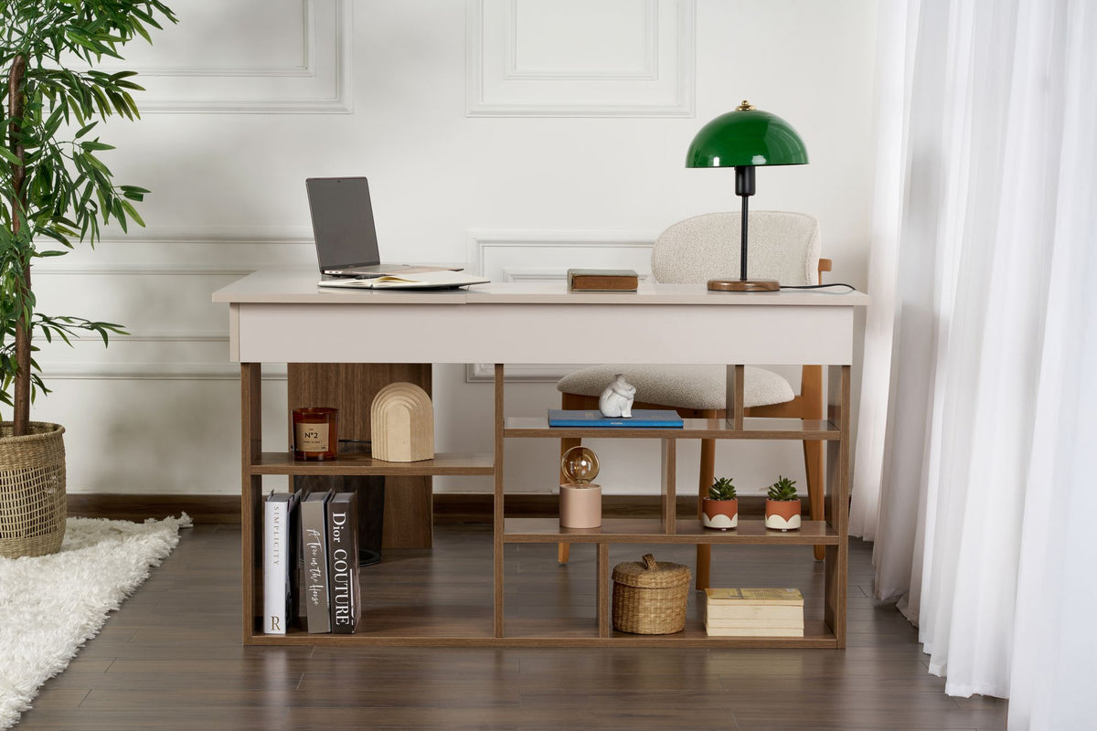 Γραφείο Mouresi Cashmere - Καρυδί 130x120x72 εκ. Μελαμίνης