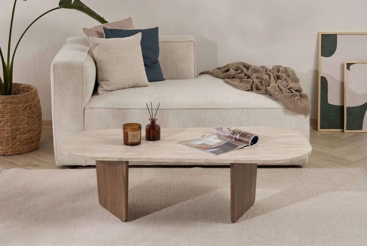 Τραπεζάκι Σαλονιού Ammoudia Travertine - Καρυδί 130x65x40 εκ. Μελαμίνης