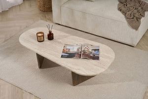 Τραπεζάκι Σαλονιού Ammoudia Travertine - Καρυδί 130x65x40 εκ. Μελαμίνης