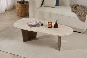 Τραπεζάκι Σαλονιού Ammoudia Travertine - Καρυδί 130x65x40 εκ. Μελαμίνης