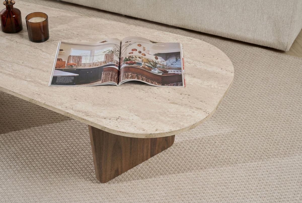 Τραπεζάκι Σαλονιού Ammoudia Travertine - Καρυδί 130x65x40 εκ. Μελαμίνης
