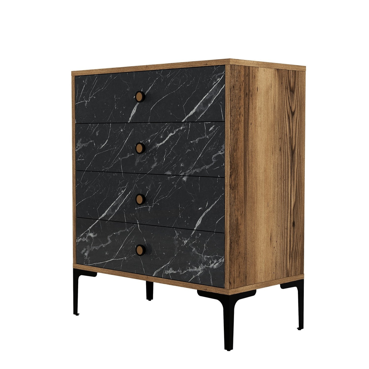 Συρταριέρα Tigani Καρυδί - Μαύρο 76x40x90.7 εκ. Μελαμίνης