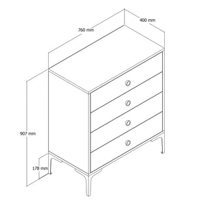 Συρταριέρα Tigani Καρυδί - Μαύρο 76x40x90.7 εκ. Μελαμίνης