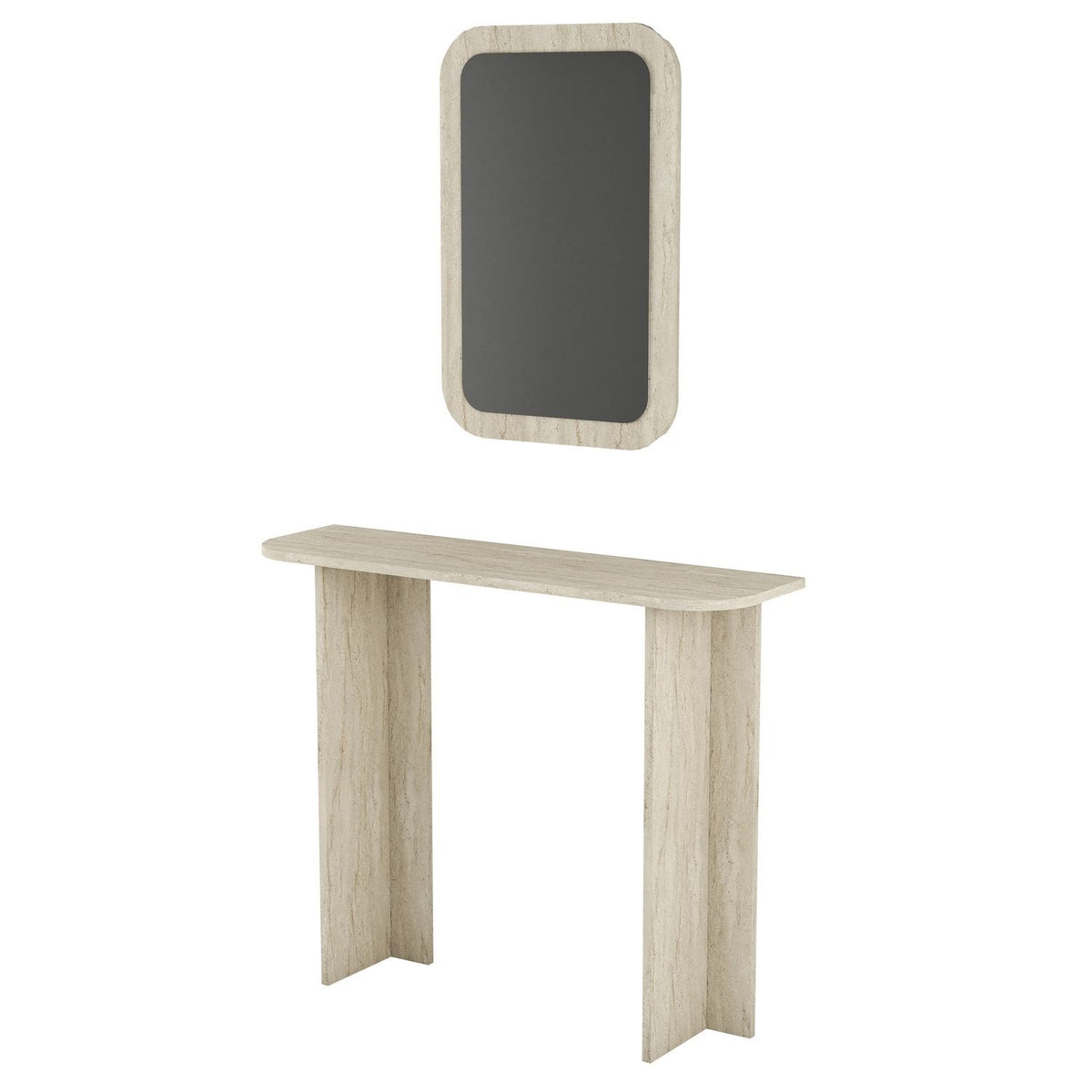 Τουαλέτα Thrapsano Με Καθρέφτη Travertine 105x30x85 εκ. Μελαμίνης