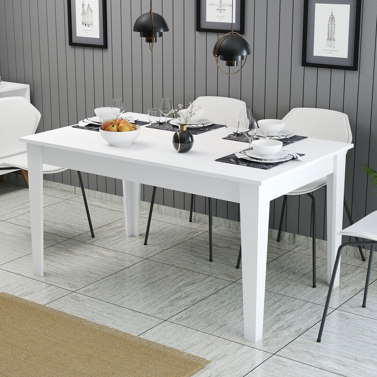 Τραπέζι Τραπεζαρίας Plastira Λευκό 145x88x75 εκ. Μελαμίνης