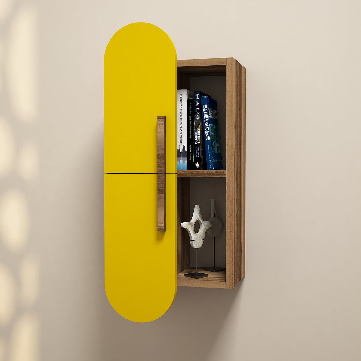 Ράφι Τοίχου Embona Καρυδί - Κίτρινο 35x22x60 εκ. Μελαμίνης