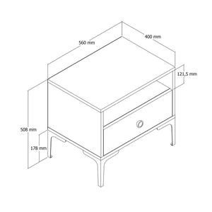 Κομοδίνο Korakas Καρυδί - Λευκό 56x40x50.8 εκ. Μελαμίνης Κωδ. 531 - Pakobazaar