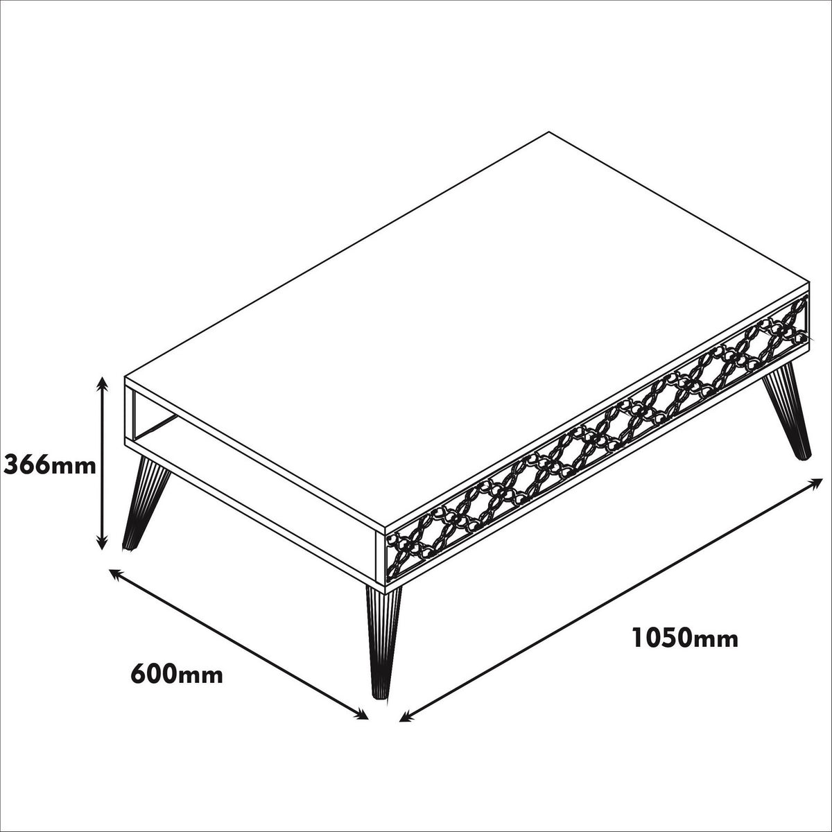 Τραπεζάκι Σαλονιού Lithakia Καρυδί - Κίτρινο 105x60x36.6 εκ. Μελαμίνης - Pakobazaar
