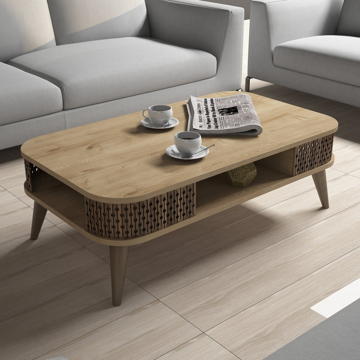 Τραπεζάκι Σαλονιού Trypiti Δρυς 105x60x34.6 εκ. Μελαμίνης