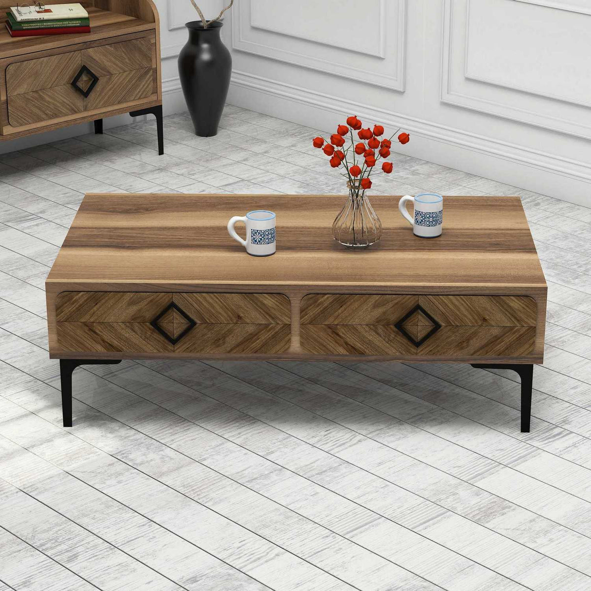 Τραπεζάκι Σαλονιού Kalyva Καρυδί 105x60x34.6 εκ. Μελαμίνης