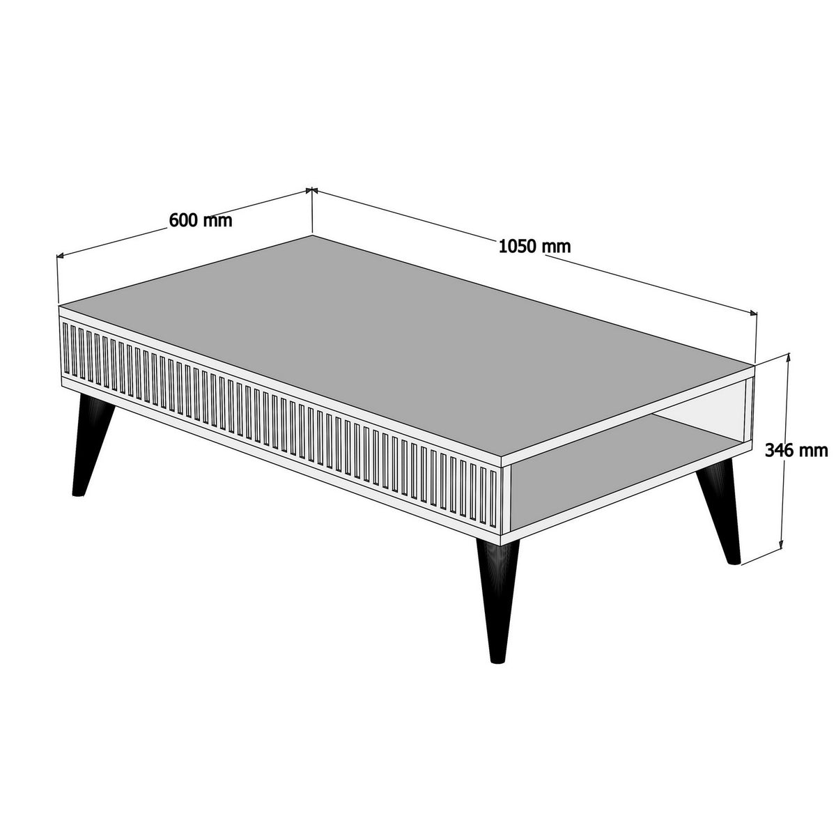 Τραπεζάκι Σαλονιού Plastira Καρυδί - Λευκό 105x60x34.6 εκ. Μελαμίνης - Pakobazaar