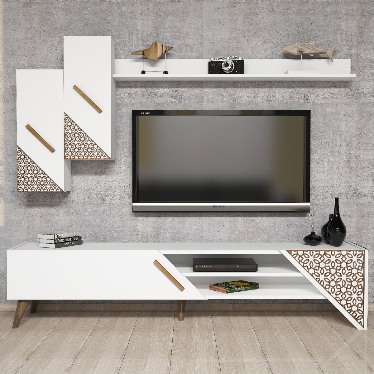 Σύνθεση Τηλεόρασης Neda Λευκό 180x37x40 εκ. Μελαμίνης