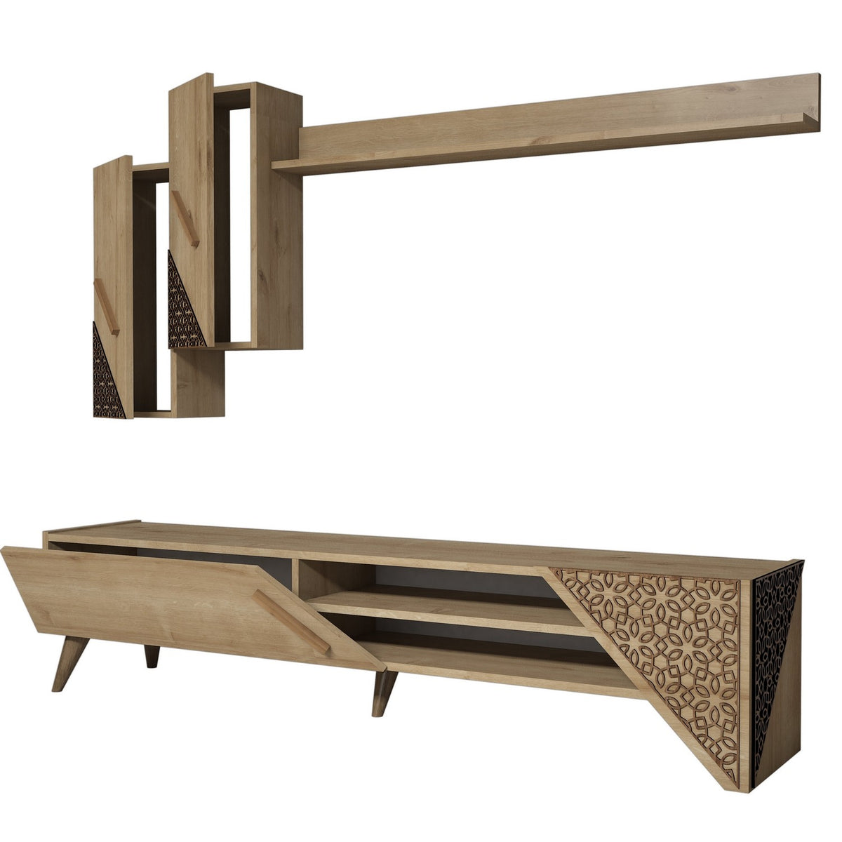 Σύνθεση Τηλεόρασης Neda Δρυς 180x37x40 εκ. Μελαμίνης