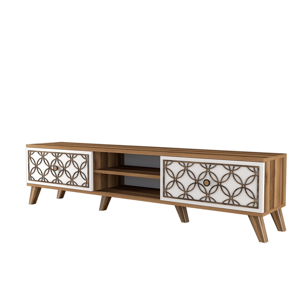 Έπιπλο Τηλεόρασης Plomari Καρυδί - Λευκό 180x35x44 εκ. Μελαμίνης