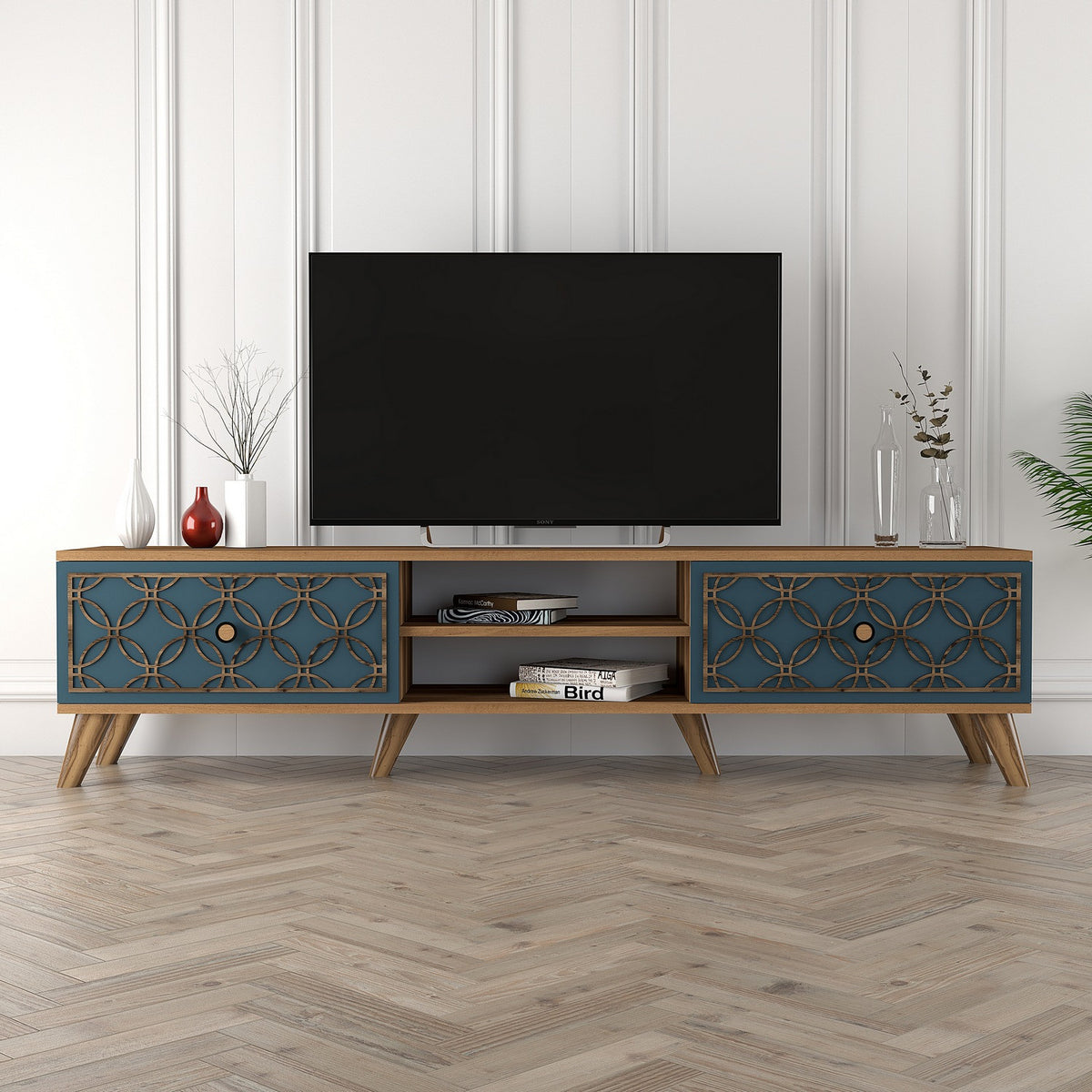 Έπιπλο Τηλεόρασης Plomari Καρυδί - Chalcedony 180x35x44 εκ. Μελαμίνης