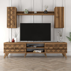 Σύνθεση Τηλεόρασης Polichrono Καρυδί 180x35x44 εκ. Μελαμίνης