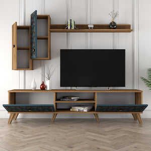 Σύνθεση Τηλεόρασης Polichrono Καρυδί - Chalcedony 180x35x44 εκ. Μελαμίνης