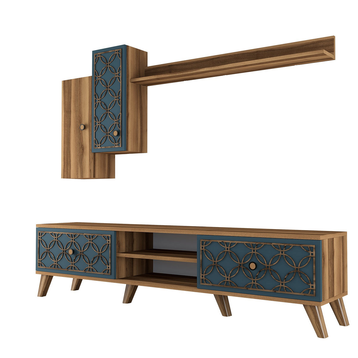Σύνθεση Τηλεόρασης Polichrono Καρυδί - Chalcedony 180x35x44 εκ. Μελαμίνης