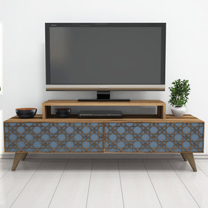Έπιπλο Τηλεόρασης Lithakia Καρυδί - Chalcedony 140x41.8x48.8 εκ. Μελαμίνης - Pakobazaar