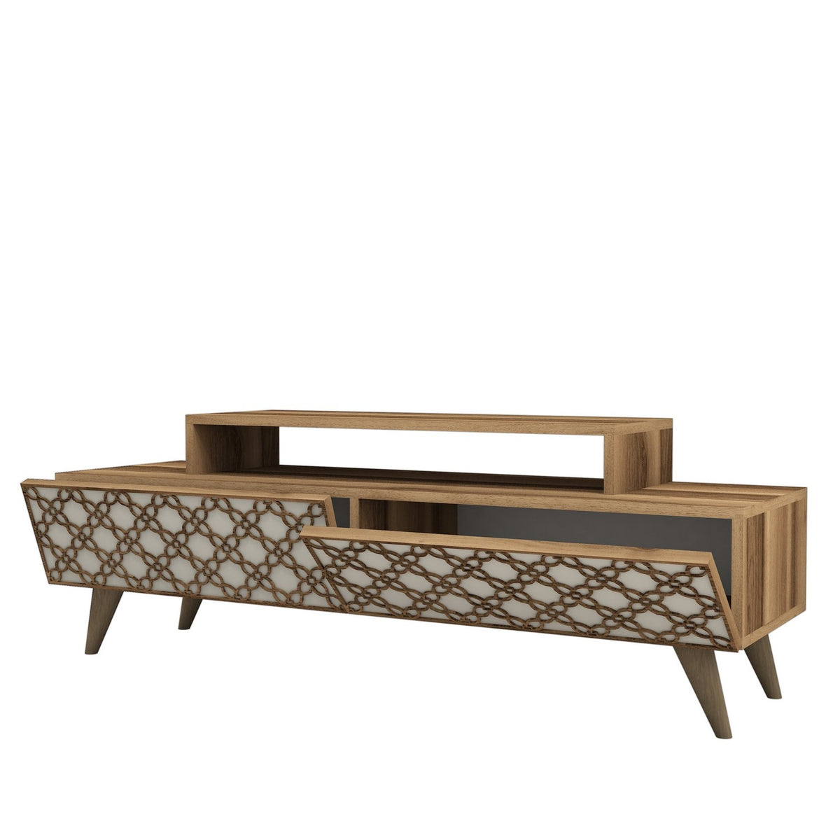 Έπιπλο Τηλεόρασης Lithakia Καρυδί - Κρεμ 140x41.8x48.8 εκ. Μελαμίνης