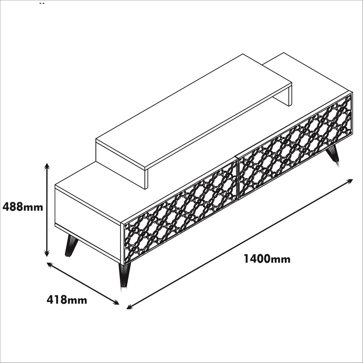 Έπιπλο Τηλεόρασης Lithakia Καρυδί - Κίτρινο 140x41.8x48.8 εκ. Μελαμίνης
