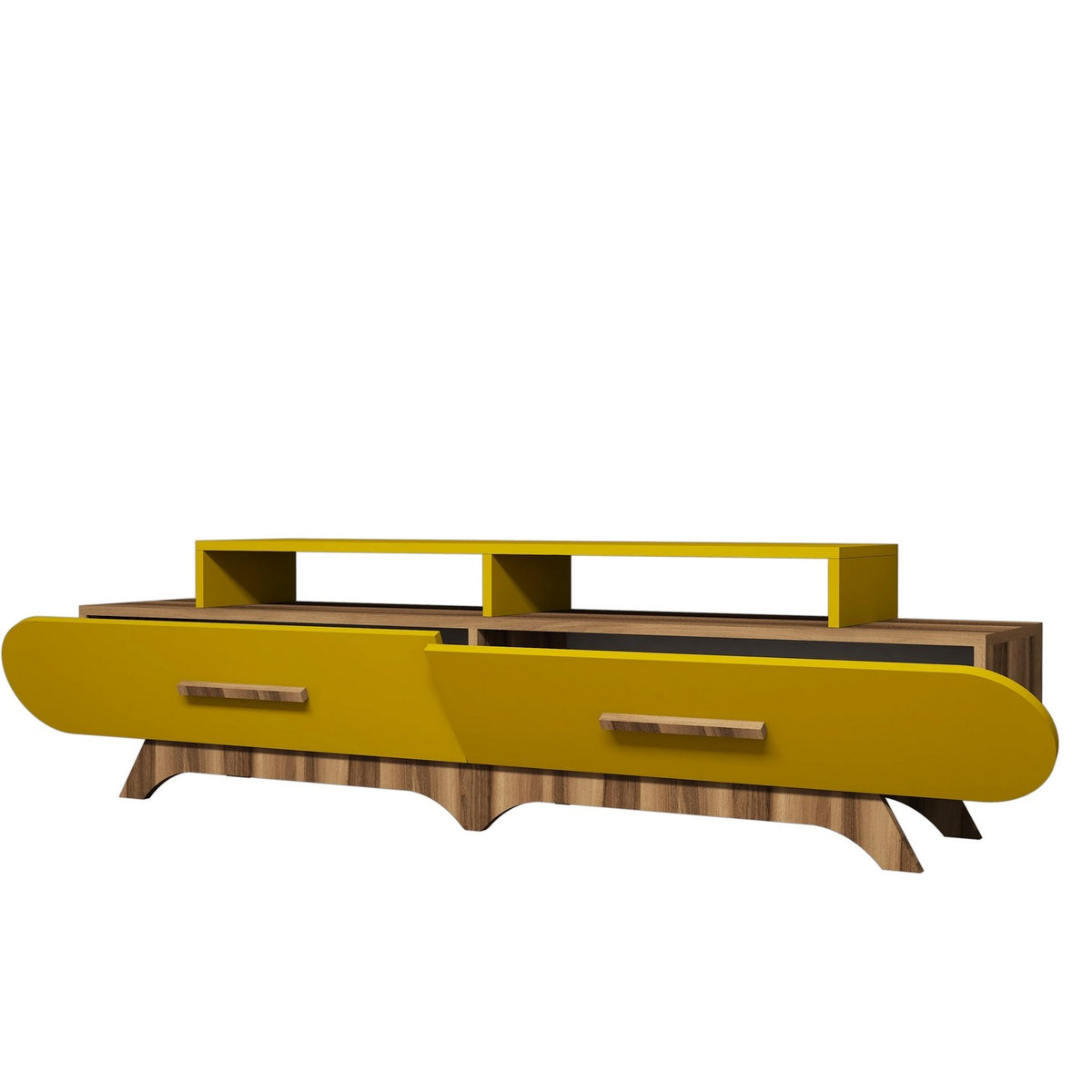 Έπιπλο Τηλεόρασης Prasino Καρυδί - Κίτρινο 205x36.8x50 εκ. Μελαμίνης