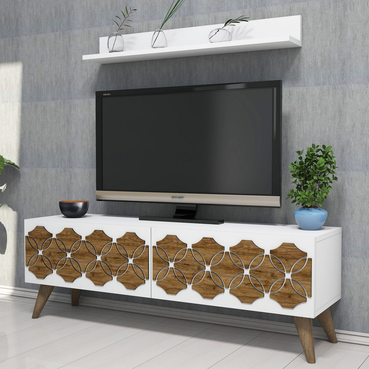 Σύνθεση Τηλεόρασης Spartochori Λευκό 120x31.8x40 εκ. Μελαμίνης