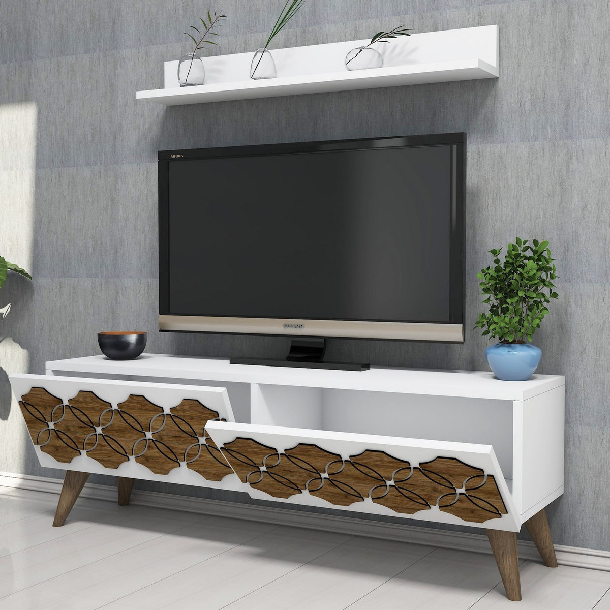 Σύνθεση Τηλεόρασης Spartochori Λευκό 120x31.8x40 εκ. Μελαμίνης