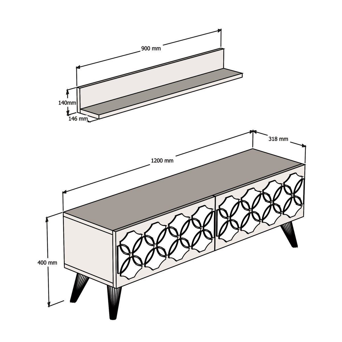 Σύνθεση Τηλεόρασης Spartochori Λευκό 120x31.8x40 εκ. Μελαμίνης