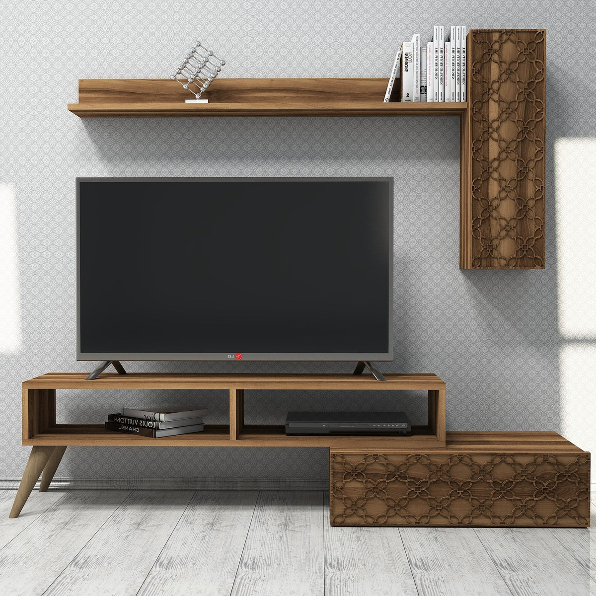 Σύνθεση Τηλεόρασης Mylos Καρυδί 150x37.2x37.8 εκ. Μελαμίνης