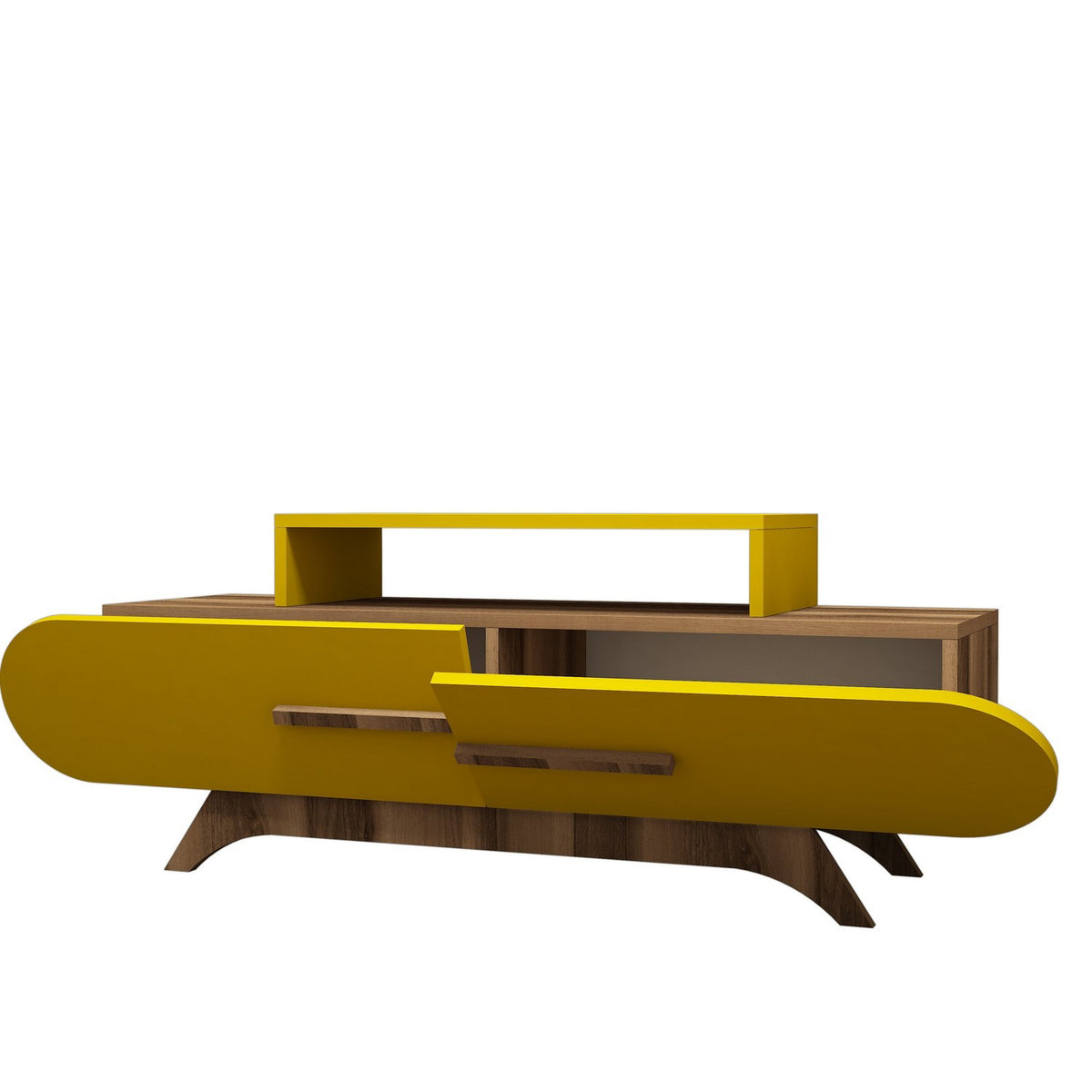 Έπιπλο Τηλεόρασης Embona Καρυδί - Κίτρινο 145x36.8x49.8 εκ. Μελαμίνης