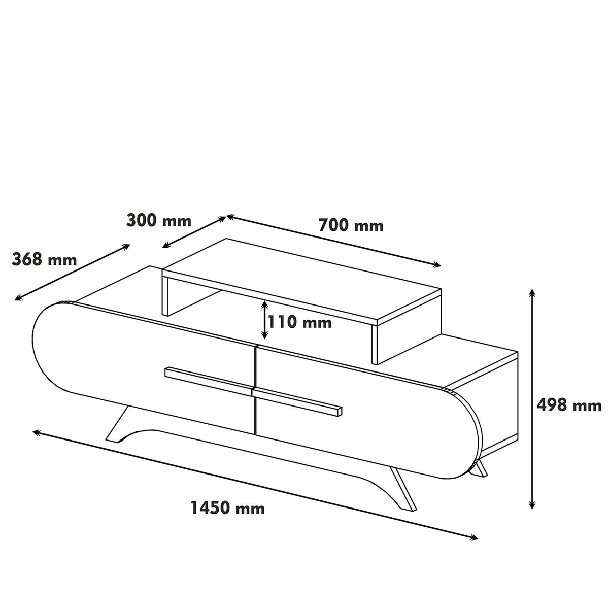 Έπιπλο Τηλεόρασης Embona Καρυδί - Κίτρινο 145x36.8x49.8 εκ. Μελαμίνης