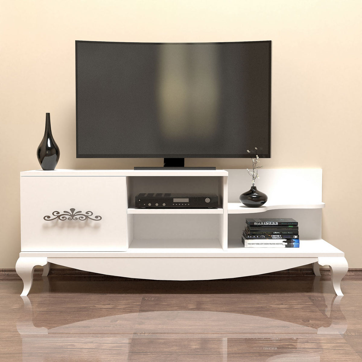 Έπιπλο Τηλεόρασης Pissa Με Ράφια Λευκό 130x45x50.6 εκ. Μελαμίνης - Pakobazaar