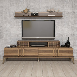 Σύνθεση Τηλεόρασης Trypiti Καρυδί 168x39x51.6 εκ. Μελαμίνης - Pakobazaar