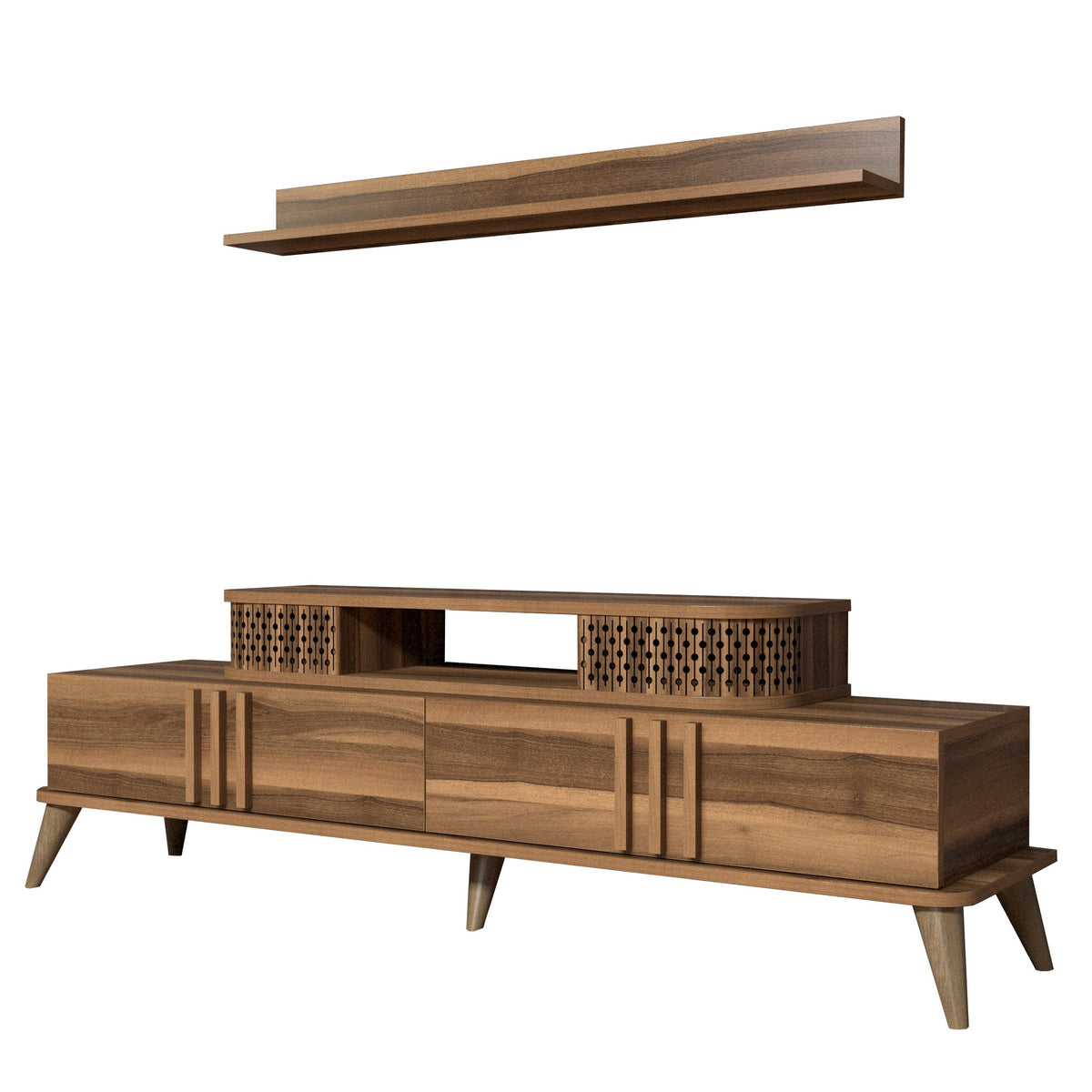 Σύνθεση Τηλεόρασης Trypiti Καρυδί 168x39x51.6 εκ. Μελαμίνης - Pakobazaar