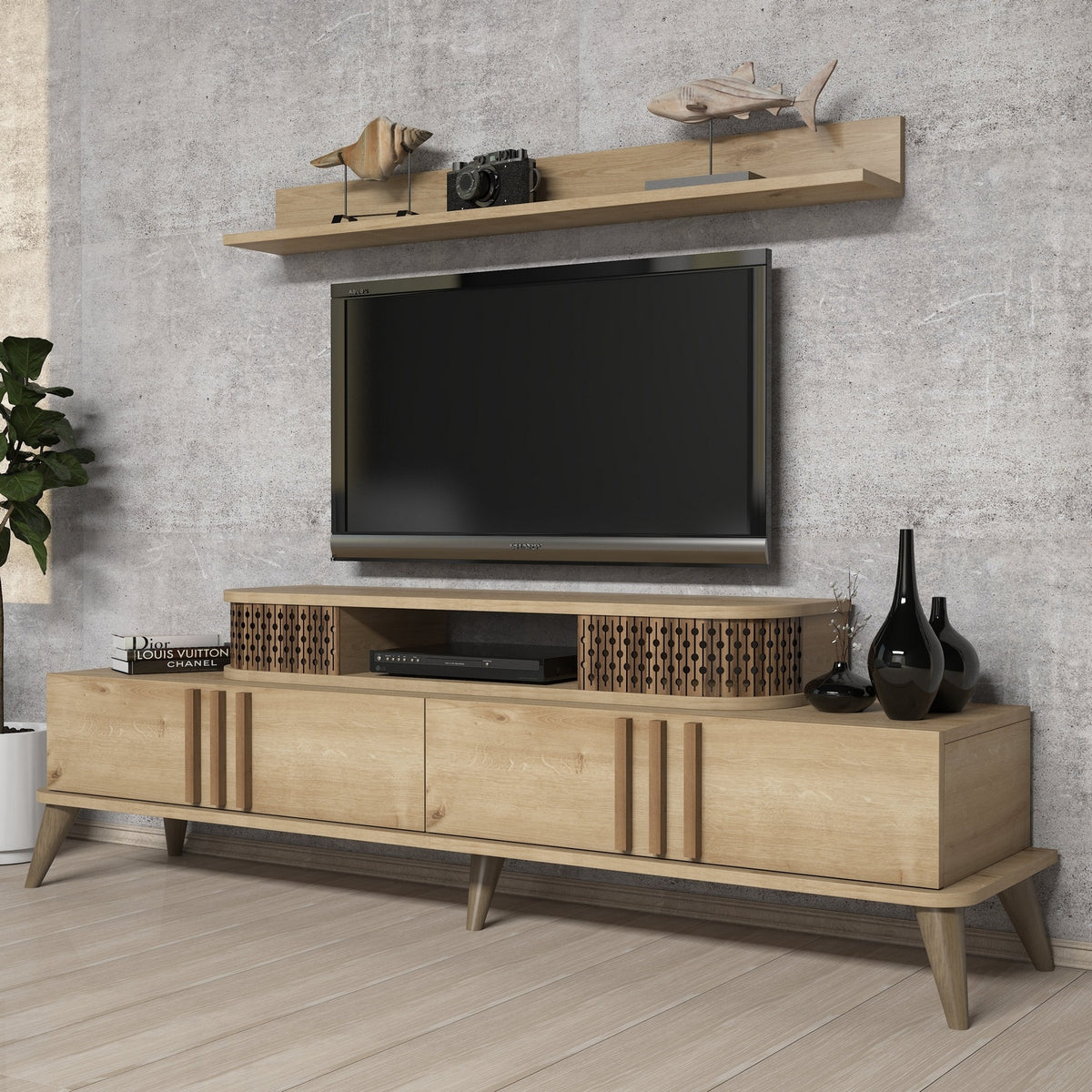 Σύνθεση Τηλεόρασης Trypiti Δρυς 168x39x51.6 εκ. Μελαμίνης