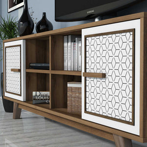 Σύνθεση Τηλεόρασης Kastellos Καρυδί - Λευκό 160x35x56.2 εκ. Μελαμίνης - Pakobazaar