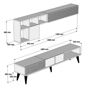 Σύνθεση Τηλεόρασης Plastira Καρυδί - Μαύρο 180x35x40 εκ. Μελαμίνης - Pakobazaar