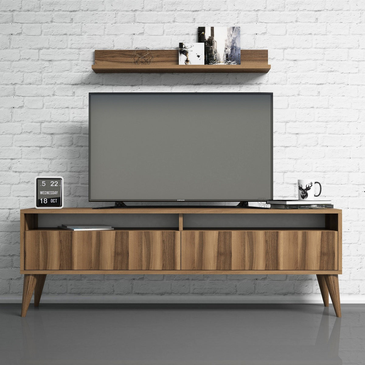 Σύνθεση Τηλεόρασης Orino Καρυδί 150x30x50 εκ. Μελαμίνης