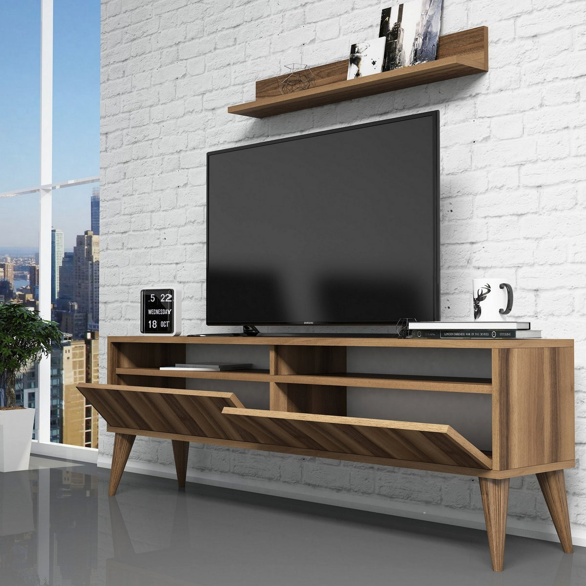 Σύνθεση Τηλεόρασης Orino Καρυδί 150x30x50 εκ. Μελαμίνης