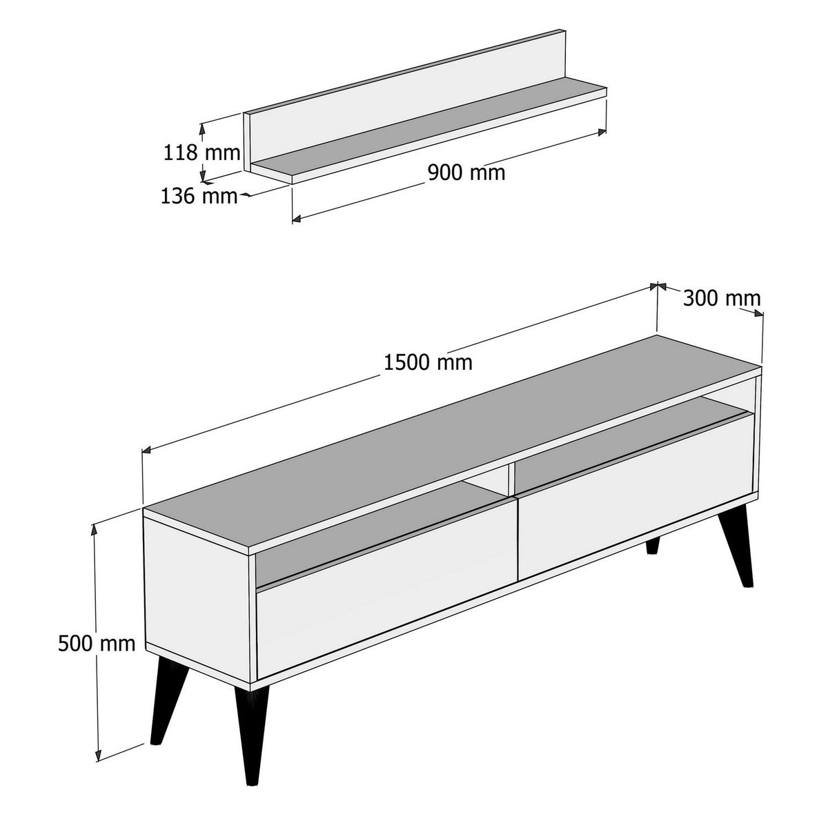 Σύνθεση Τηλεόρασης Orino Καρυδί 150x30x50 εκ. Μελαμίνης