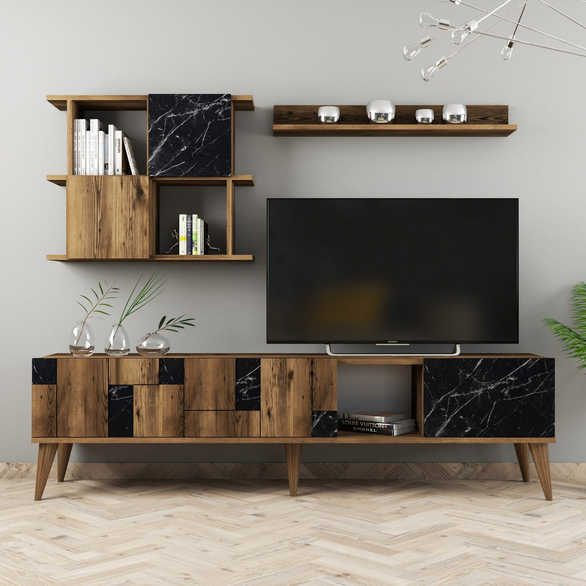 Σύνθεση Τηλεόρασης Velanidia Μαύρο 180x33.8x48.6 εκ. Μελαμίνης