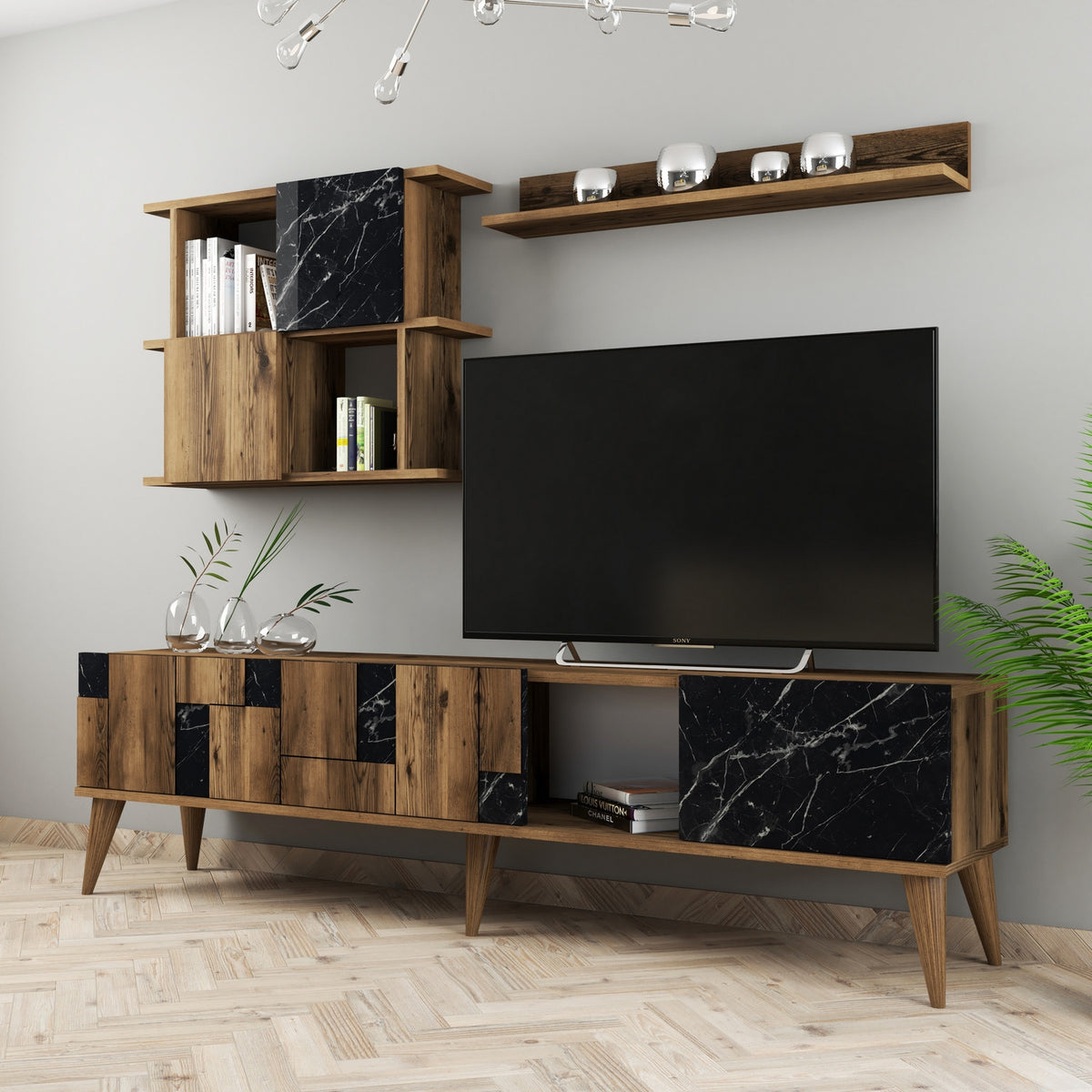 Σύνθεση Τηλεόρασης Velanidia Μαύρο 180x33.8x48.6 εκ. Μελαμίνης
