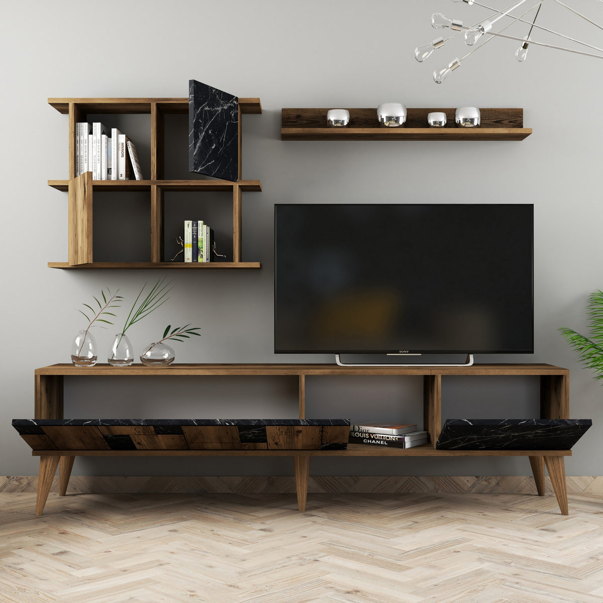 Σύνθεση Τηλεόρασης Velanidia Μαύρο 180x33.8x48.6 εκ. Μελαμίνης