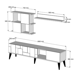 Σύνθεση Τηλεόρασης Velanidia Μαύρο 180x33.8x48.6 εκ. Μελαμίνης