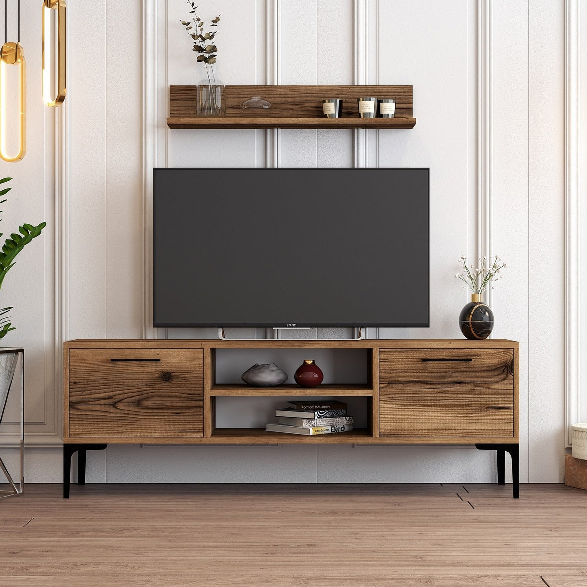 Σύνθεση Τηλεόρασης Nagos Καρυδί 140x30x48 εκ. Μελαμίνης