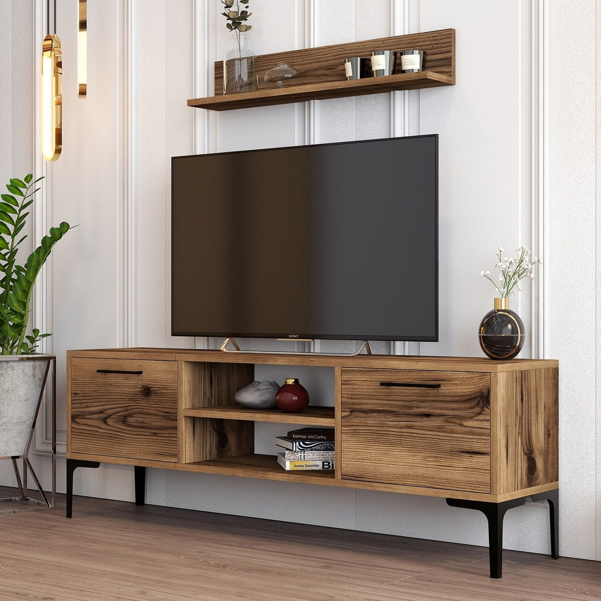 Σύνθεση Τηλεόρασης Nagos Καρυδί 140x30x48 εκ. Μελαμίνης