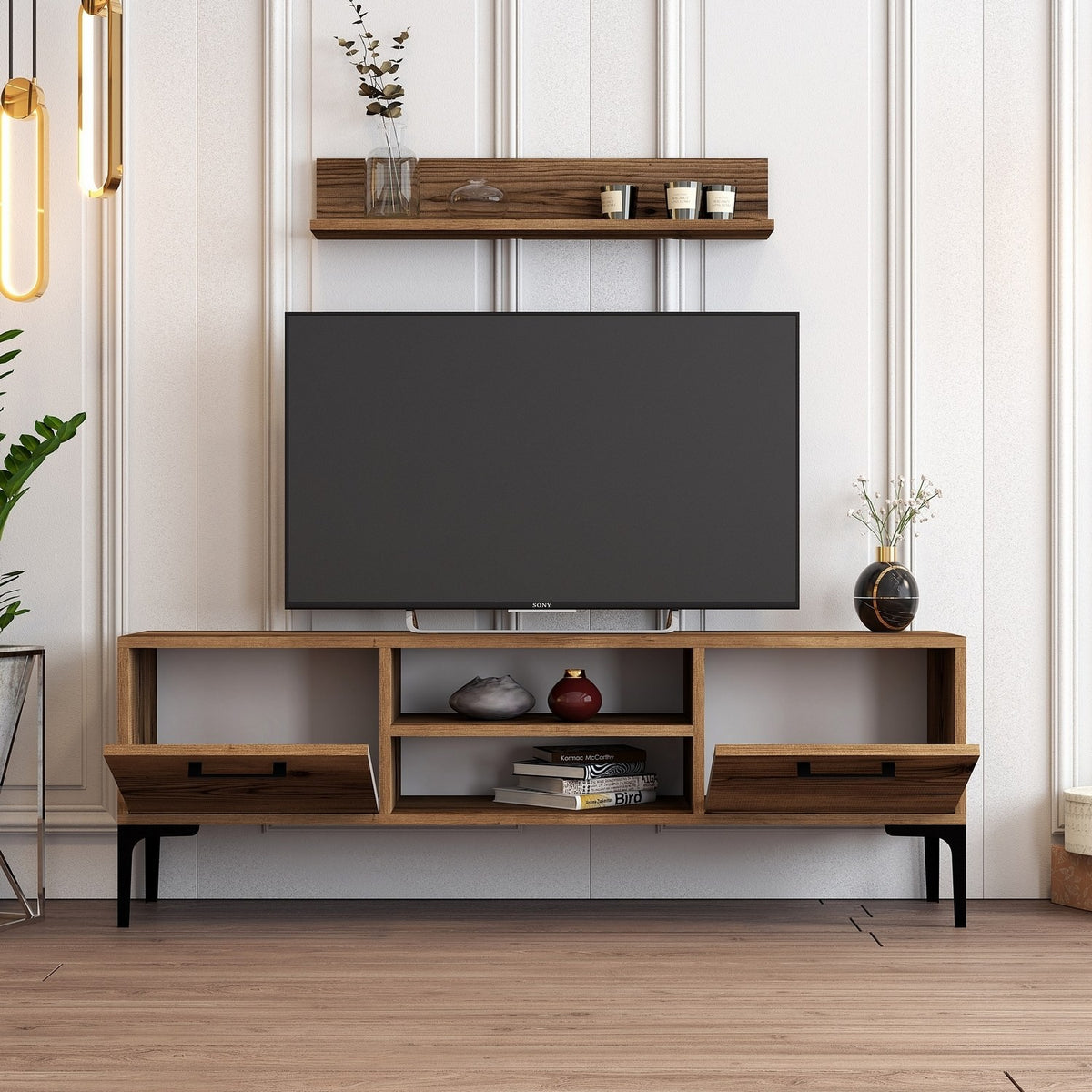 Σύνθεση Τηλεόρασης Nagos Καρυδί 140x30x48 εκ. Μελαμίνης