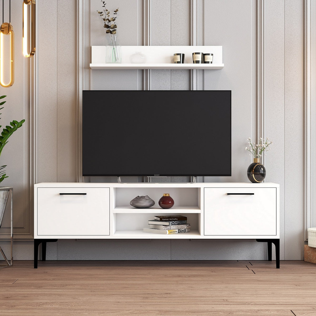 Σύνθεση Τηλεόρασης Nagos Λευκό 140x30x48 εκ. Μελαμίνης