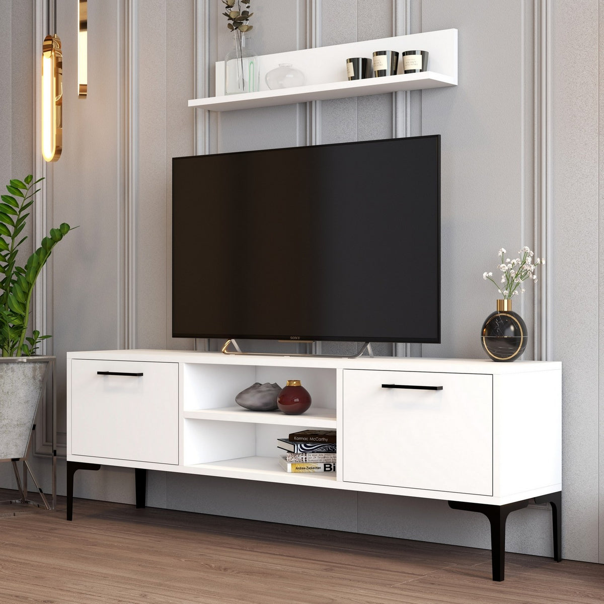 Σύνθεση Τηλεόρασης Nagos Λευκό 140x30x48 εκ. Μελαμίνης